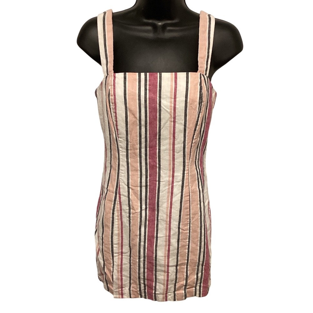 Forever 21 Striped Square Neck Mini Dress Pink White Black Size S